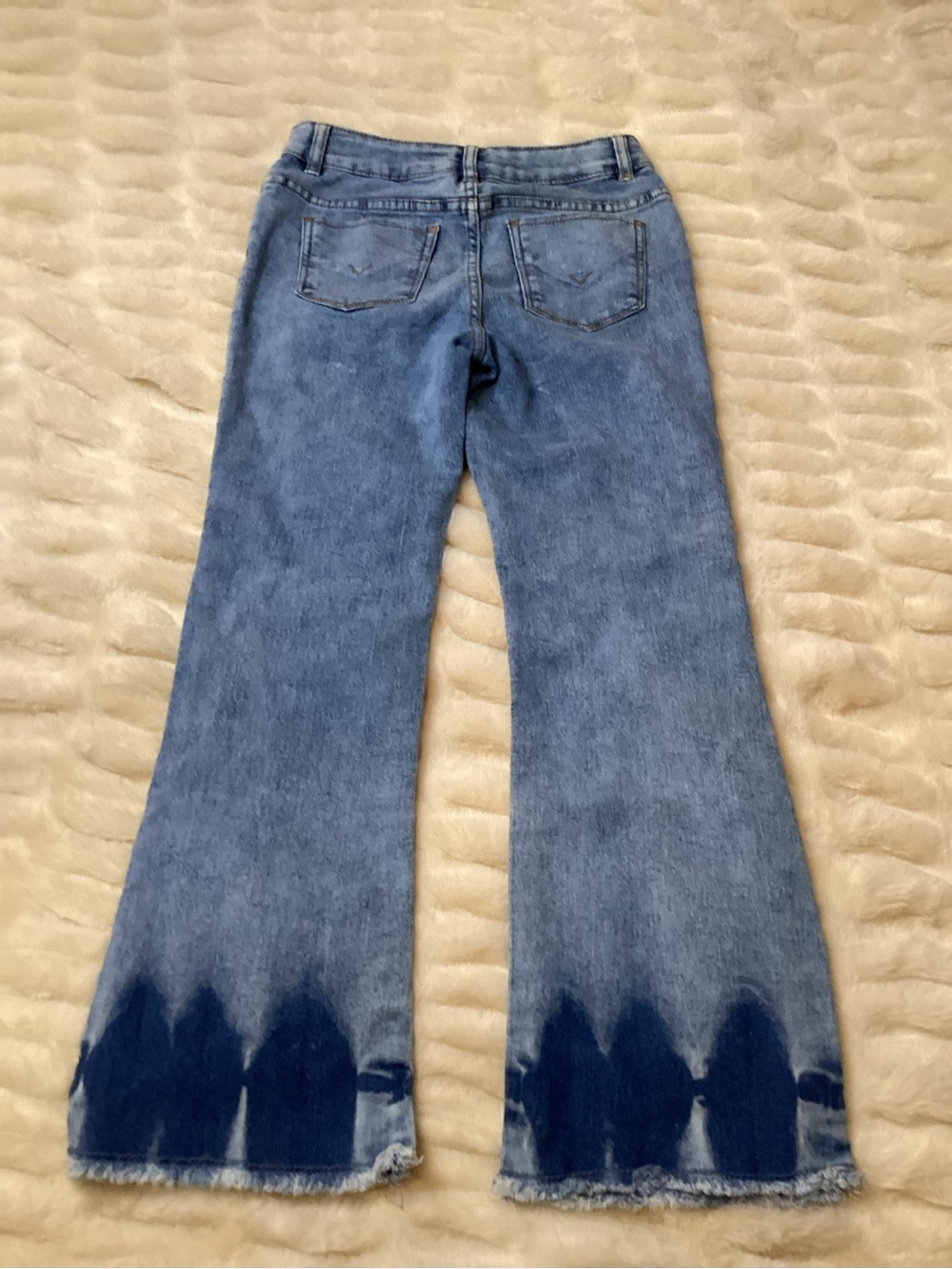 Hudson Jeans Blue Tie-Dye Hem Flare Jeans